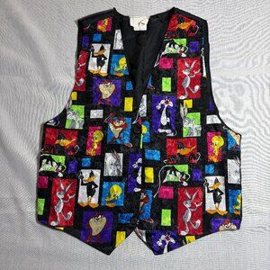 Vintage 1994 Looney Tunes Taz Sylvester Tweety Bugs Bunny Daffy Vest - One Size